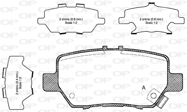 OPEN PARTS Комплект тормозных колодок, дисковый тормоз BPA1168.02